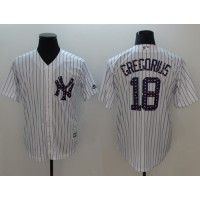 New York Yankees #18 Didi Gregorius White Strip New Cool Base 2018 Stars & Stripes Stitched MLB Jersey