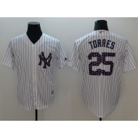 New York Yankees #25 Gleyber Torres White Strip New Cool Base 2018 Stars & Stripes Stitched MLB Jersey