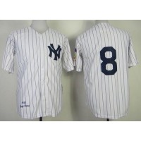 Mitchell and Ness 1951 New York Yankees #8 Yogi Berra Stitched White Throwback MLB Jersey