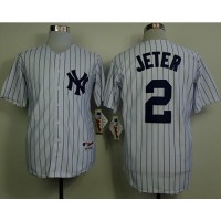 New York Yankees #2 Derek Jeter White Name On Back Stitched MLB Jersey
