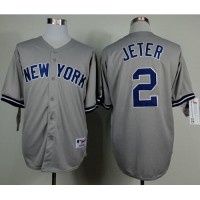 New York Yankees #2 Derek Jeter Grey Name On Back Stitched MLB Jersey