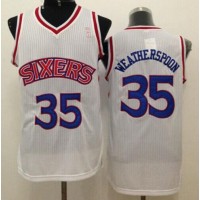 Philadelphia 76ers #35 Clarence Weatherspoon White Throwback Stitched NBA Jersey