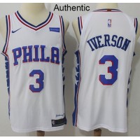 Nike Philadelphia 76ers #3 Allen Iverson White NBA Authentic Association Edition Jersey