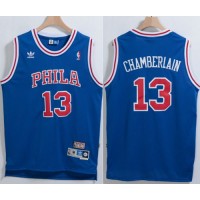 Philadelphia 76ers #13 Wilt Chamberlain Blue Throwback Stitched NBA Jersey