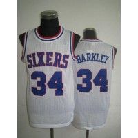 Philadelphia 76ers #34 Charles Barkley White Throwback Stitched NBA Jersey