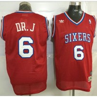 Philadelphia 76ers #6 Julius Erving Red Throwback DR. J Stitched NBA Jersey