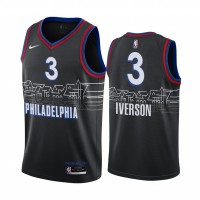 Nike Philadelphia 76ers #3 Allen Iverson Black NBA Swingman 2020-21 City Edition Jersey
