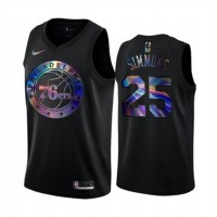 Nike Philadelphia 76ers #25 Ben Simmons Men's Iridescent Holographic Collection NBA Jersey - Black