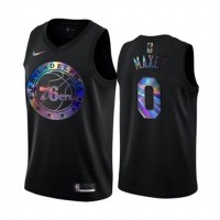 Nike Philadelphia 76ers #0 Tyrese Maxey Men's Iridescent Holographic Collection NBA Jersey - Black