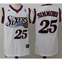 Philadelphia 76ers #25 Ben Simmons White Throwback Stitched NBA Jersey