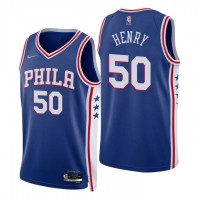 Nike Philadelphia 76ers #50 Aaron Henry Royal Men's 2021-22 NBA 75th Anniversary Diamond Swingman Jersey - Icon Edition