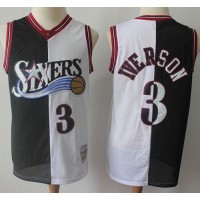 Mitchell And Ness Philadelphia 76ers #3 Allen Iverson Black/White Stitched NBA Jersey