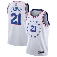 Nike Philadelphia 76ers #21 Joel Embiid White NBA Swingman Earned Edition Jersey