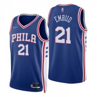 Nike Philadelphia 76ers #21 Joel Embiid Royal Men's 2021-22 NBA 75th Anniversary Diamond Swingman Jersey - Icon Edition