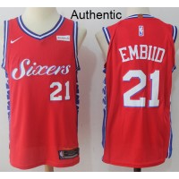 Nike Philadelphia 76ers #21 Joel Embiid Red NBA Authentic Statement Edition Jersey