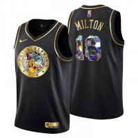 Philadelphia Philadelphia 76ers #18 Shake Milton Men's Golden Edition Diamond Logo 2021/22 Swingman Jersey - Black