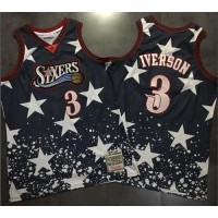 Philadelphia 76ers #3 Allen Iverson Navy Throwback 1997 4th of July Stitched NBA Jersey