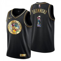 Philadelphia Philadelphia 76ers #1 Andre Drummond Men's Golden Edition Diamond Logo 2021/22 Swingman Jersey - Black