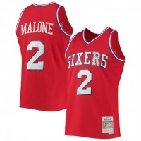 Nike Philadelphia 76ers #2 Moses Malone Mitchell & Ness 1996-97 Hardwood Classics NBA 75th Anniversary Diamond Swingman Jersey - Red