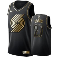 Nike Portland Trail Blazers #27 Jusuf Nurkic Men's Black Golden Edition Swingman NBA Jersey