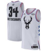 Milwaukee Bucks #34 Giannis Antetokounmpo White Jordan Brand 2019 NBA All-Star Game Finished Authentic Jersey