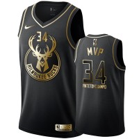 Nike Milwaukee Bucks #34 Giannis Antetokounmpo 2019 MVP Black Golden Edition NBA Jersey