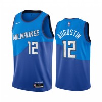 Nike Milwaukee Bucks #12 D.J. Augustin Blue NBA Swingman 2020-21 City Edition Jersey