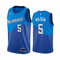 Nike Milwaukee Bucks #5 D.J. Wilson Blue NBA Swingman 2020-21 City Edition Jersey