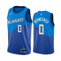 Nike Milwaukee Bucks #0 Donte Divincenzo Blue NBA Swingman 2020-21 City Edition Jersey