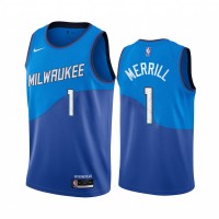 Nike Milwaukee Bucks #1 Sam Merrill Blue NBA Swingman 2020-21 City Edition Jersey