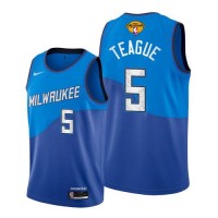 Nike Milwaukee Bucks #5 Jeff Teague Men's 2021 NBA Finals Bound City Edition Jersey Blue