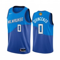 Nike Milwaukee Bucks #0 Donte DiVincenzo Men's 2021 NBA Finals Bound City Edition Jersey Blue