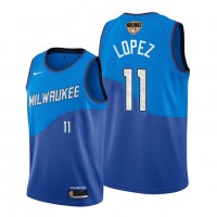 Nike Milwaukee Bucks #11 Brook Lopez Men's 2021 NBA Finals Bound City Edition Jersey Blue
