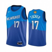 Nike Milwaukee Bucks #17 P. J. Tucker Men's 2021 NBA Finals Bound City Edition Jersey Blue