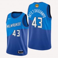 Nike Milwaukee Bucks #43 Thanasis Antetokounmpo Men's 2021 NBA Finals Bound City Edition Jersey Blue
