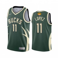 Milwaukee Milwaukee Bucks #11 Brook Lopez Men's 2021 NBA Finals Bound Swingman Earned Edition Jersey Green