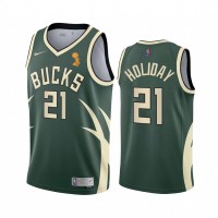 Nike Milwaukee Bucks #21 Jrue Holiday 2021 NBA Finals Champions Swingman Earned Edition Jersey Green