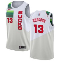 Nike Milwaukee Bucks #13 Malcolm Brogdon White NBA Swingman Earned Edition Jersey