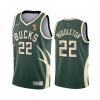 Nike Milwaukee Bucks #22 Khris Middleton 2021 NBA Finals Champions Swingman Earned Edition Jersey Green