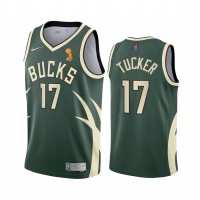 Nike Milwaukee Bucks #17 P.J. Tucker 2021 NBA Finals Champions Swingman Earned Edition Jersey Green