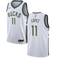 Nike Milwaukee Bucks #11 Brook Lopez White NBA Swingman Association Edition Jersey