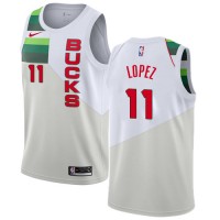 Nike Milwaukee Bucks #11 Brook Lopez White NBA Swingman Earned Edition Jersey