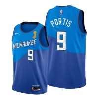 Nike Milwaukee Bucks #9 Bobby Portis 2021 NBA Finals Champions City Edition Jersey Blue