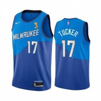 Nike Milwaukee Bucks #17 P.J. Tucker 2021 NBA Finals Champions City Edition Jersey Blue
