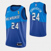 Nike Milwaukee Bucks #24 Pat Connaughton 2021 NBA Finals Champions City Edition Jersey Blue