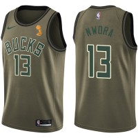 Nike Milwaukee Bucks #13 Jordan Nwora 2021 NBA Finals Champions Swingman Salute to Service Jersey Green