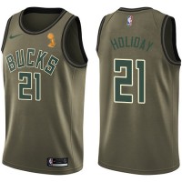 Nike Milwaukee Bucks #21 Jrue Holiday 2021 NBA Finals Champions Swingman Salute to Service Jersey Green