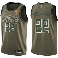 Nike Milwaukee Bucks #22 Khris Middleton 2021 NBA Finals Champions Swingman Salute to Service Jersey Green