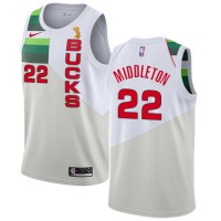 Nike Milwaukee Bucks #22 Khris Middleton 2021 NBA Finals Champions Swingman Earned Edition Jersey White