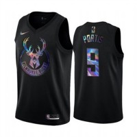 Nike Milwaukee Bucks #9 Bobby Portis Men's Iridescent Holographic Collection NBA Jersey - Black